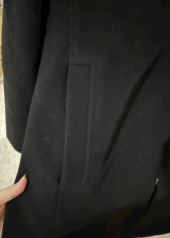 Siyah Midi Boy Yüksek Yakalı Kadın Kaban - Görsel 8