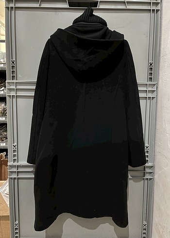 Siyah Midi Boy Yüksek Yakalı Kadın Kaban - Görsel 3