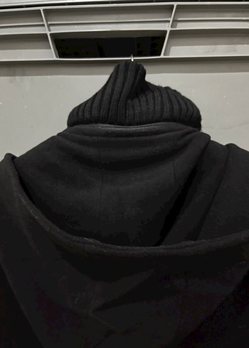 Siyah Midi Boy Yüksek Yakalı Kadın Kaban - Görsel 4