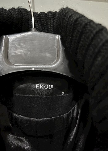 Siyah Midi Boy Yüksek Yakalı Kadın Kaban - Görsel 6