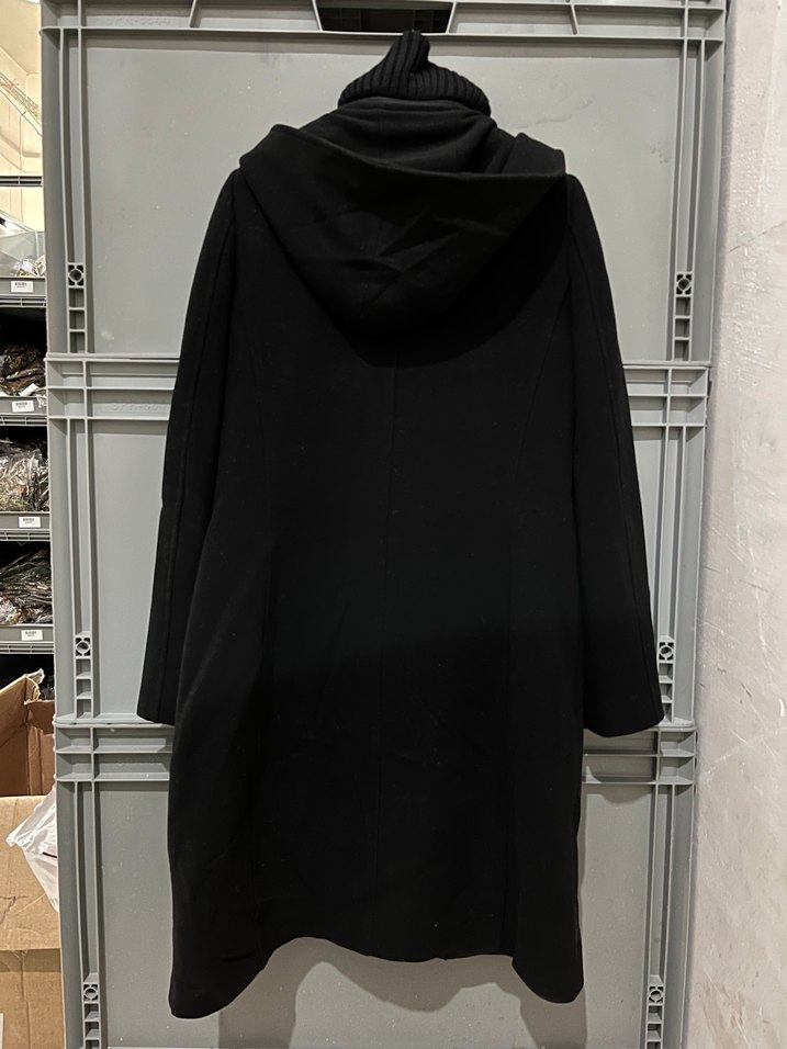 Siyah Midi Boy Yüksek Yakalı Kadın Kaban - Görsel 3