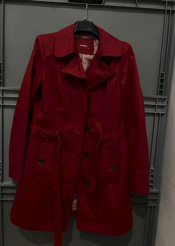 Bordo Düğmeli Kadın Trençkot - Görsel 2