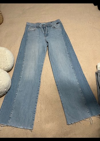 Açık Mavi Geniş Paça Kot pantolon - Görsel 5