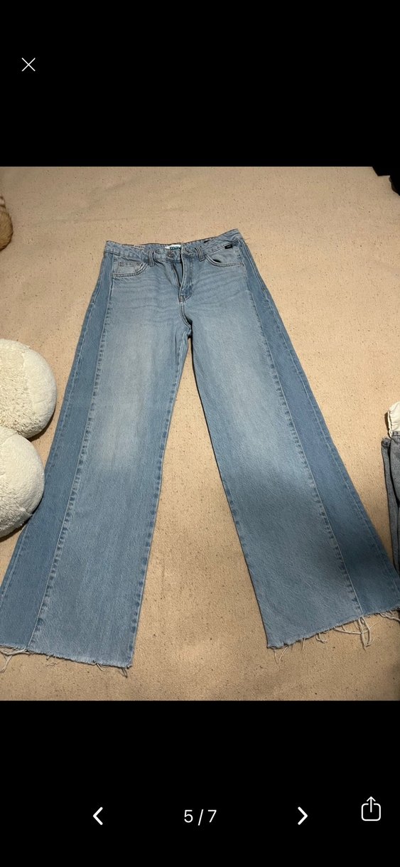 Açık Mavi Geniş Paça Kot pantolon - Görsel 5