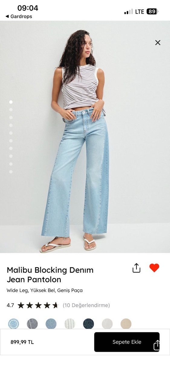 Açık Mavi Geniş Paça Kot pantolon - Görsel 4