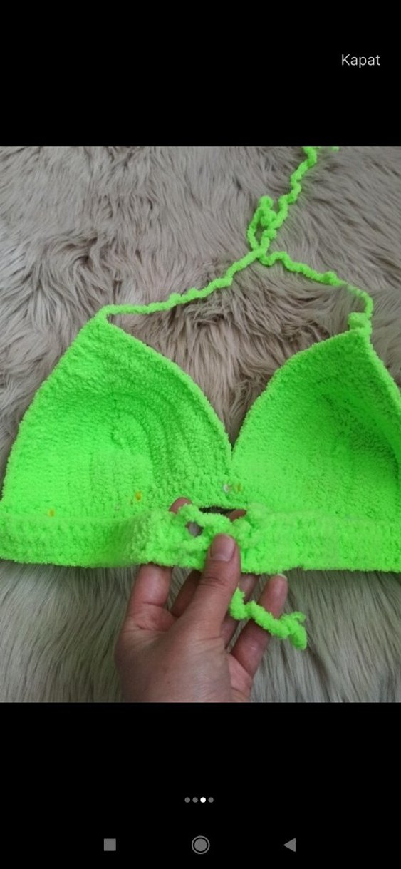 Örgü Yeşil Mini Bikini Üstü - Görsel 3