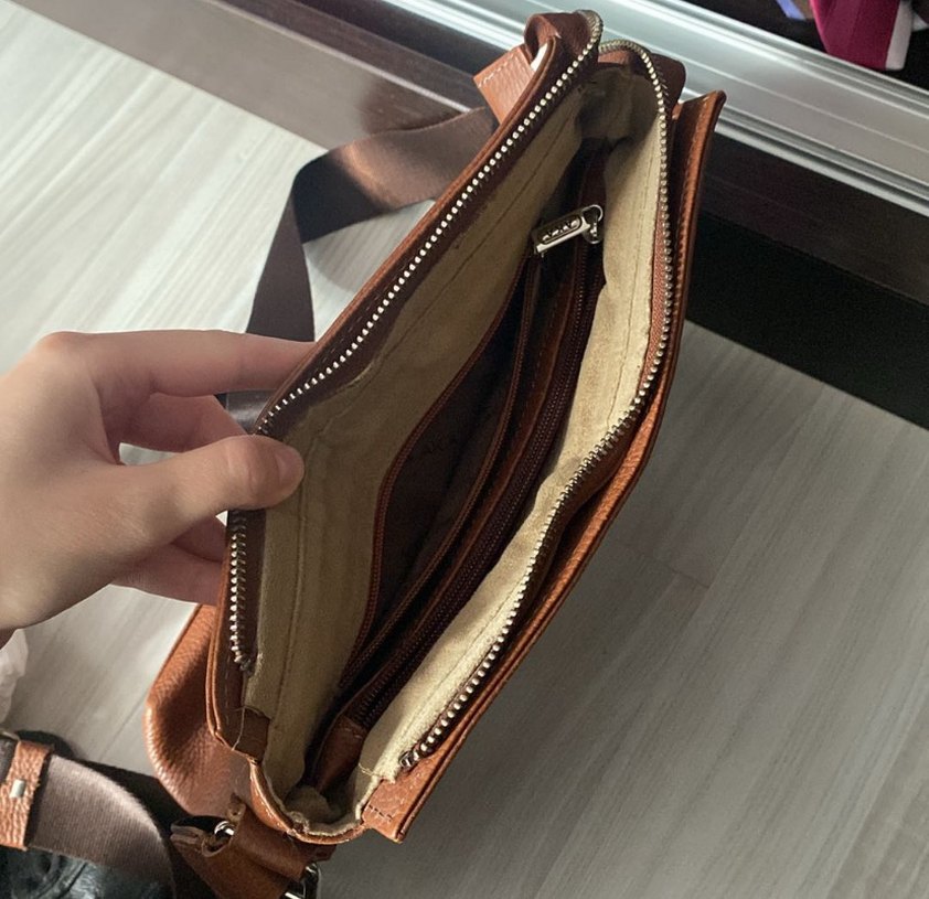 Deri Kahverengi Fermuarlı erkel Çantası - Görsel 3