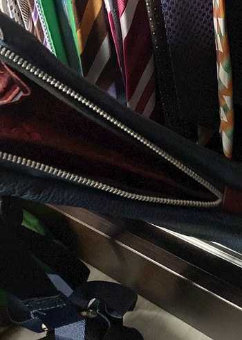 Erkek Lacivert Fermuarlı Omuz Çantası - Görsel 5