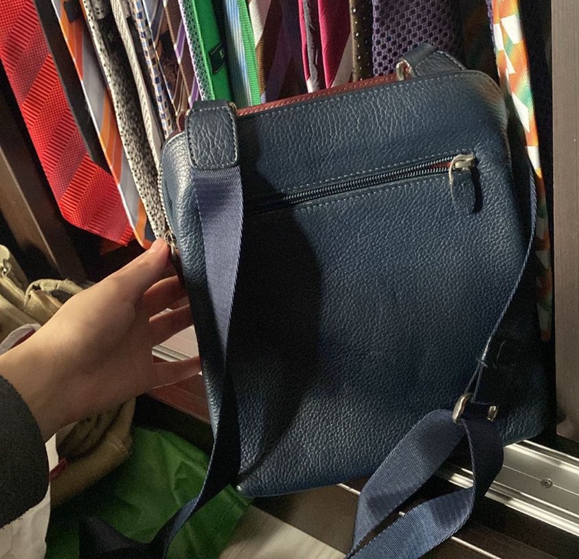 Erkek Lacivert Fermuarlı Omuz Çantası - Görsel 2