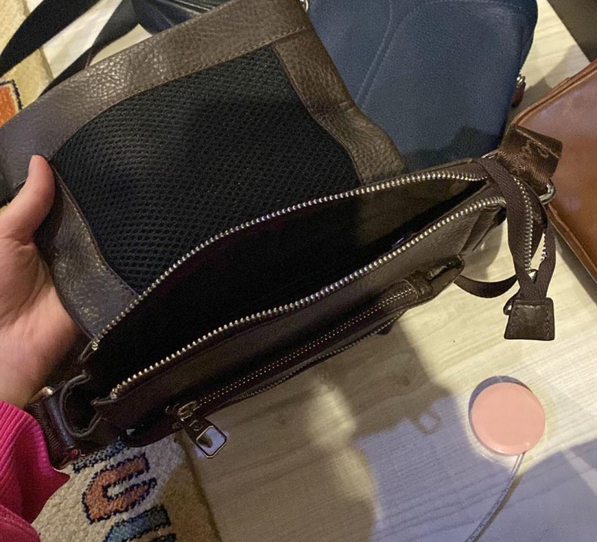 Kahverengi Fermuarlı Erkek Omuz Çantası - Görsel 3