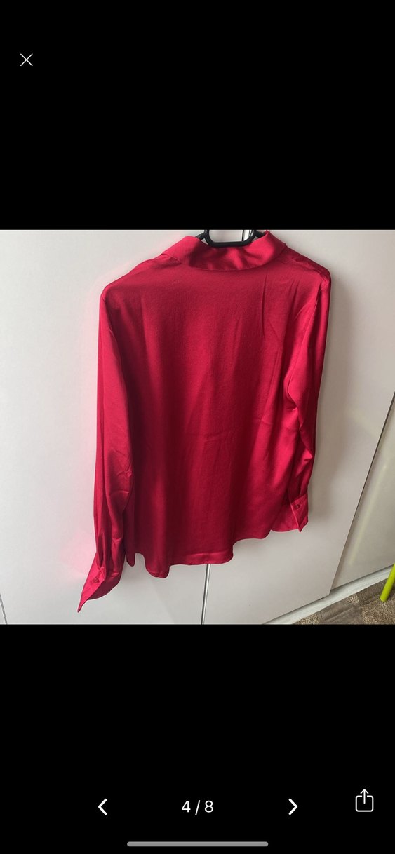 MANGO Pembe Saten Dökümlü Uzun Kollu Gömlek - Görsel 5