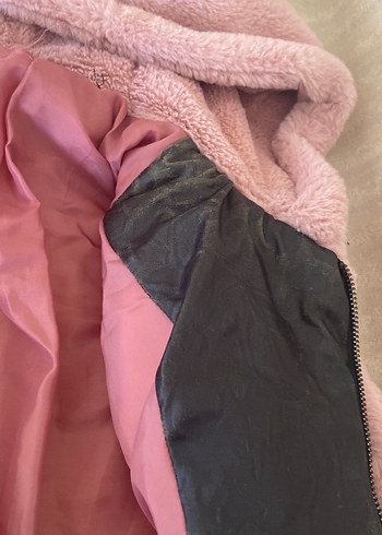 Diğer Pembe Peluş Kadın Mont Kapüşonlu