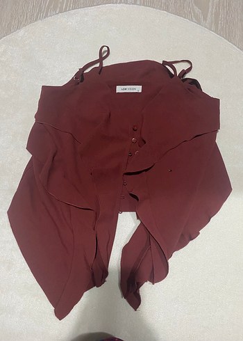 LC Waikiki Bordo Drapeli İnce Askili Bluz