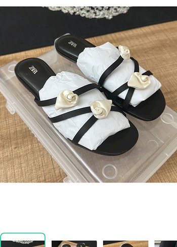 Zara Siyah Cicekli Yazlik Terlik