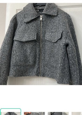 Zara Gri Melanj Kisa Fermuarli Ceket