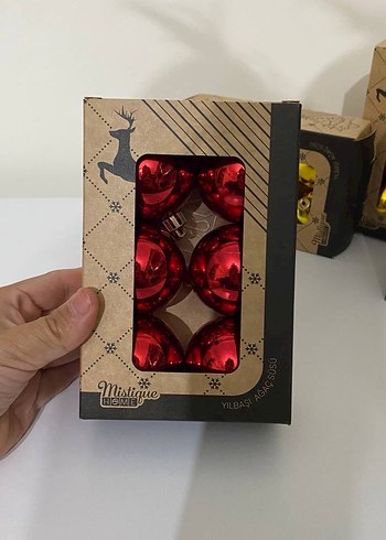 Koyu Kırmızı Yılbaşı Ağacı Süsü 6'lı