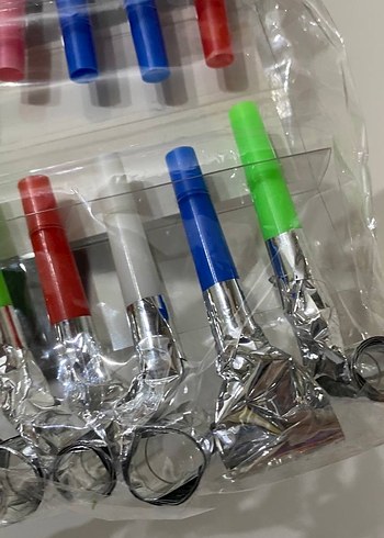 Renkli Parti Düdükleri 12 lı Set - Görsel 2