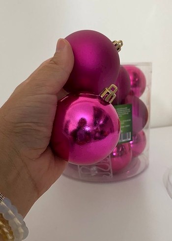 Pembe Parlak Yılbaşı Süsü 12 lı