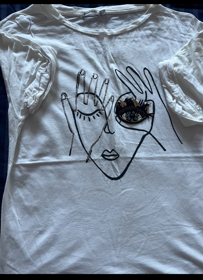 Krem beyaz arası Göz kirpik desenli - Görsel 3