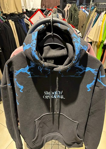 Zincir Detaylı Mavi Baskılı Kadın Sweatshirt