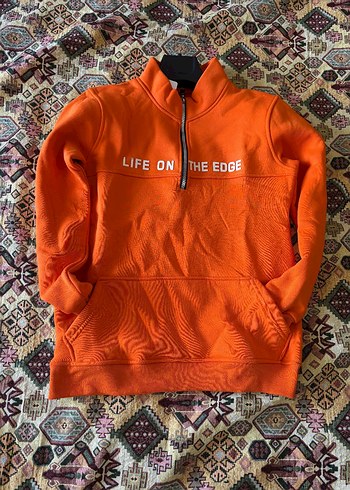 Diğer Turuncu Fermuarlı Erkek Sweatshirt