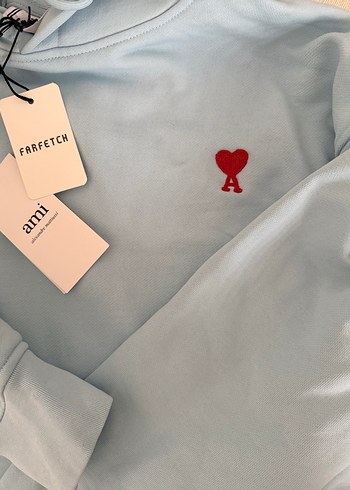 Mavi Kapüşonlu Unisex Sweatshirt - Görsel 2