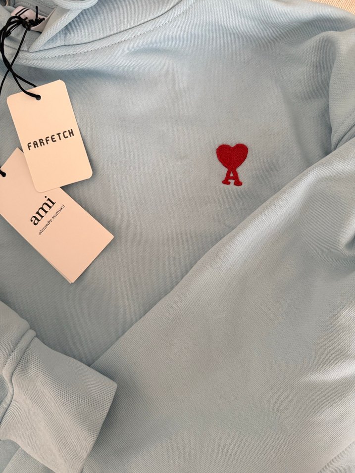 Mavi Kapüşonlu Unisex Sweatshirt - Görsel 2