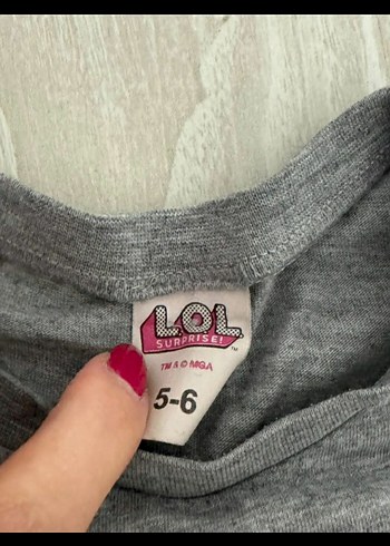 5 Yaş Beden Kız Çocuk Gri Kısa Kollu Baskılı Tişört