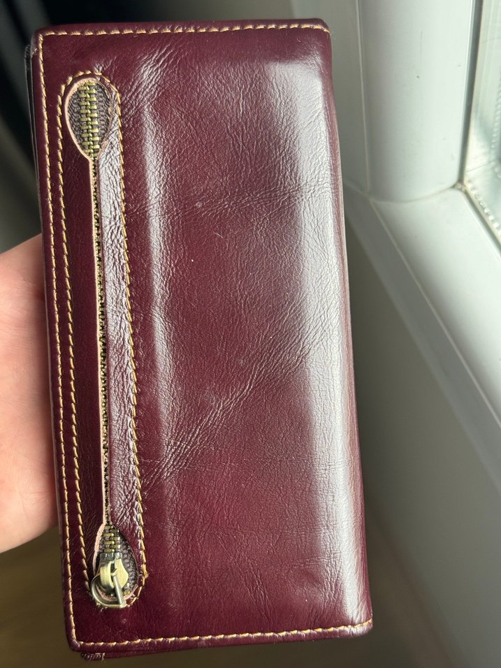 Bordo Deri Fermuarlı Cüzdan - Görsel 2