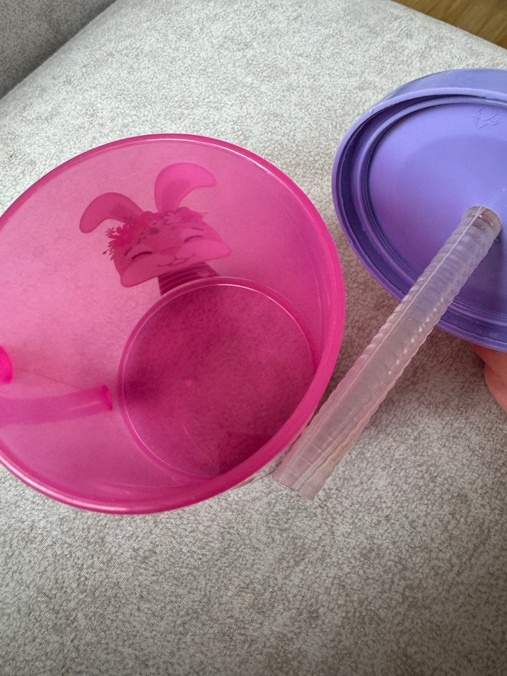 Pembe Kulplu Çocuk Pipetli Termos Bardak - Görsel 3