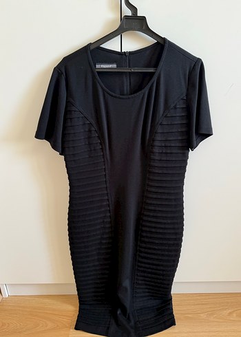 Siyah Piliseli Midi Kadın Triko Elbise - Görsel 3