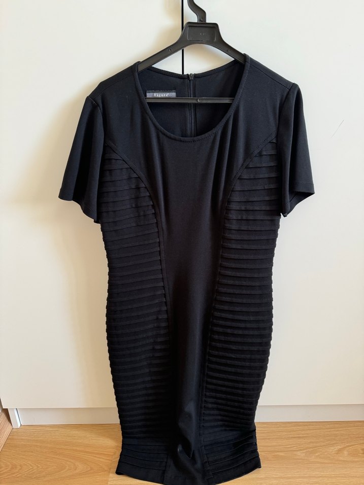 Siyah Piliseli Midi Kadın Triko Elbise - Görsel 3