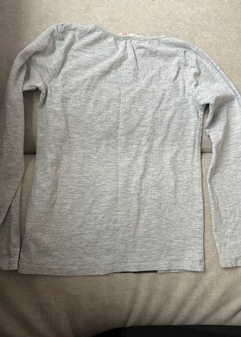 Kız Çocuk Gri Baskılı Uzun Kollu Tişört - Görsel 4