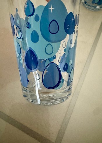 Renkli Mavi Desenli Cam Bardak Seti - Görsel 2