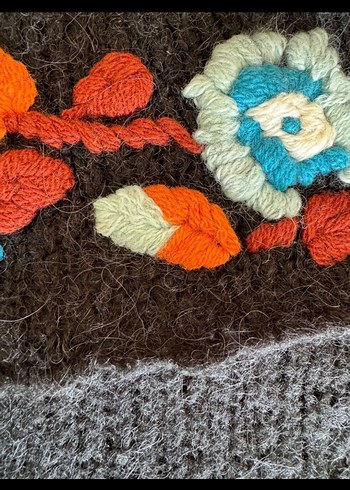 Nakışlı Bohem Siyah Kadın Kazak - Görsel 2