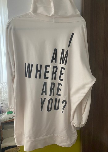 Diğer Beyaz Kapüşonlu Salaş Sweatshirt