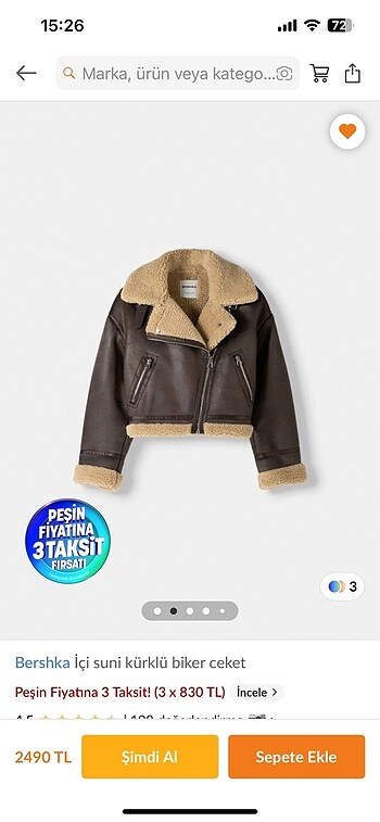 Bershka suni kürk mont
