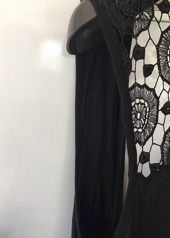 Dantel Detaylı Siyah Bohem yelek - Görsel 6