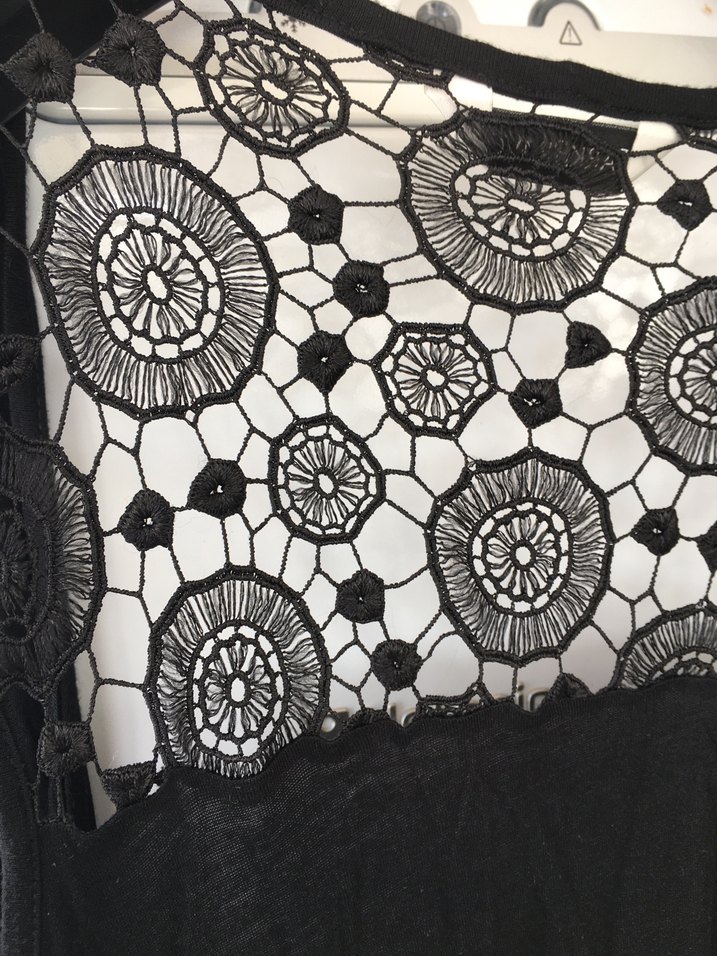 Dantel Detaylı Siyah Bohem yelek - Görsel 4