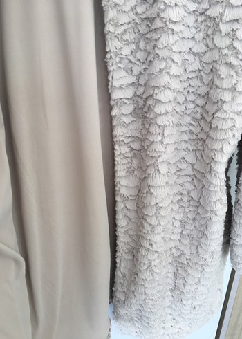 Bej  Kadın Suni Kürk Kaban - Görsel 5