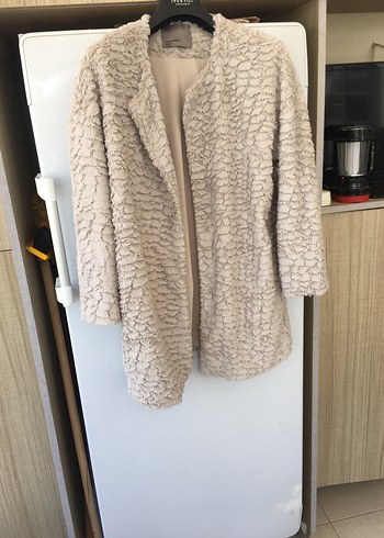 Bej  Kadın Suni Kürk Kaban - Görsel 4
