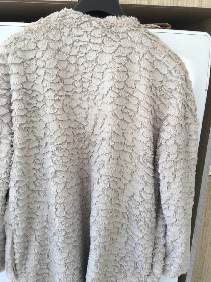 Bej  Kadın Suni Kürk Kaban - Görsel 3