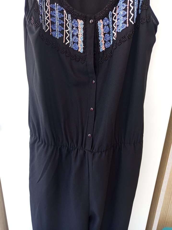 Twist boncuklu Siyah Kadın Tulum - Görsel 4