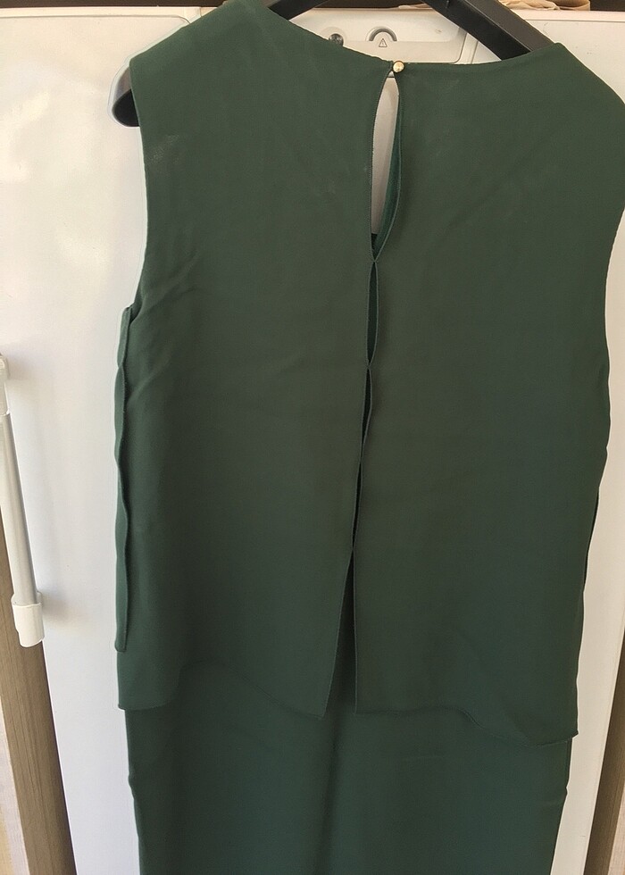 Yeşil kolsuz gece elbisesi - Görsel 5