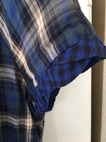 Twist lacivert ekoseli tunik - Görsel 3