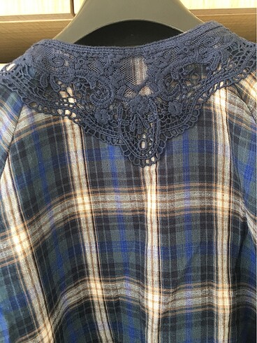 Twist lacivert ekoseli tunik - Görsel 5