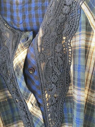 Twist lacivert ekoseli tunik - Görsel 7