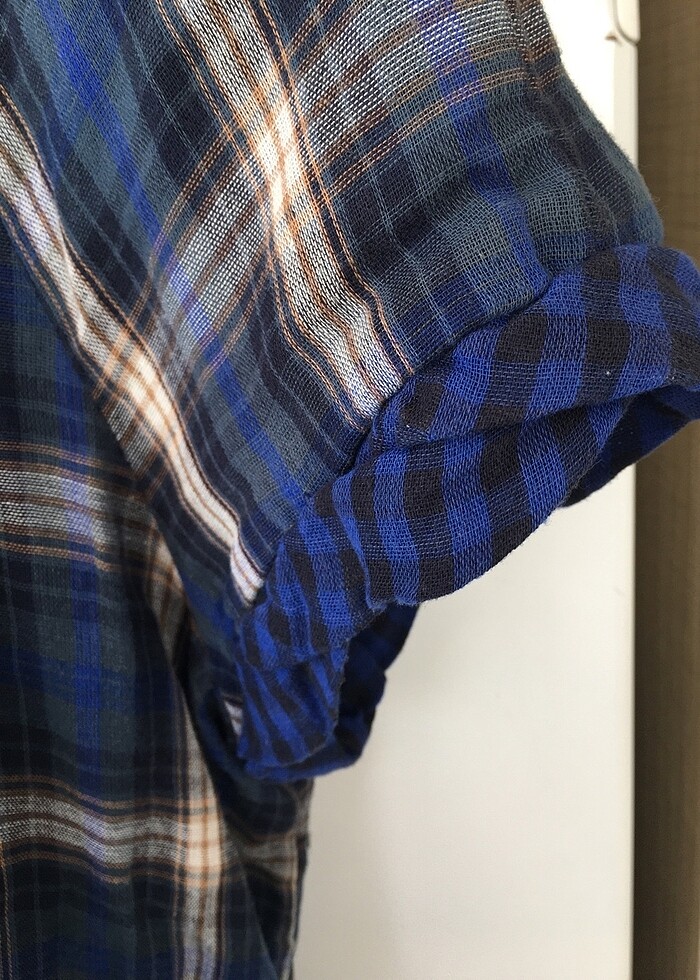 Twist lacivert ekoseli tunik - Görsel 3