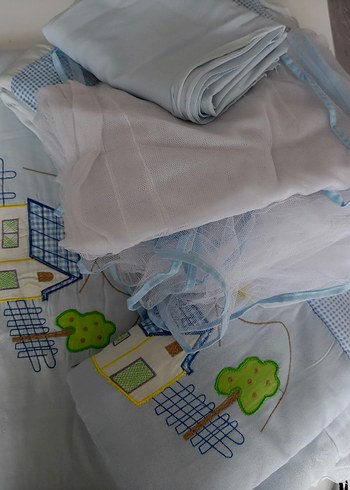 Nakışlı Mavi Pastel Bebek Uyku Seti - Görsel 12