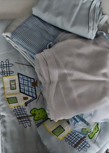 Nakışlı Mavi Pastel Bebek Uyku Seti - Görsel 16